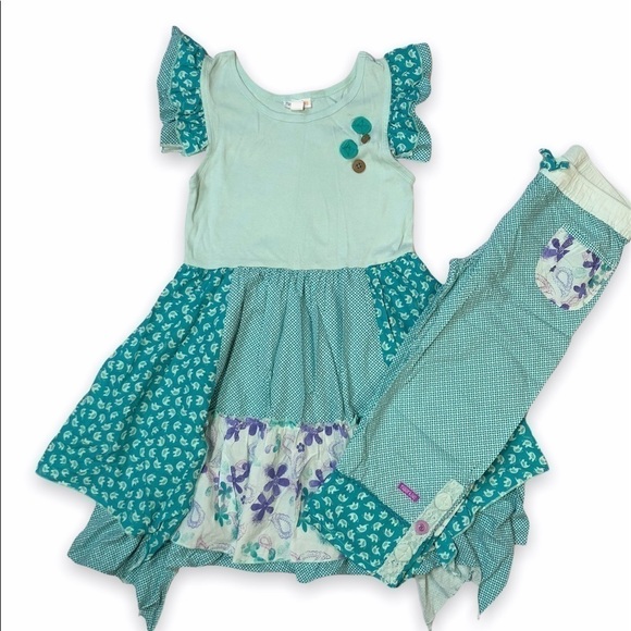 𝅺NAARTJIE Elly Enchanted Tiered‎ Ruffle Lawn Dress Capri Set Girls 9 - Picture 1 of 2